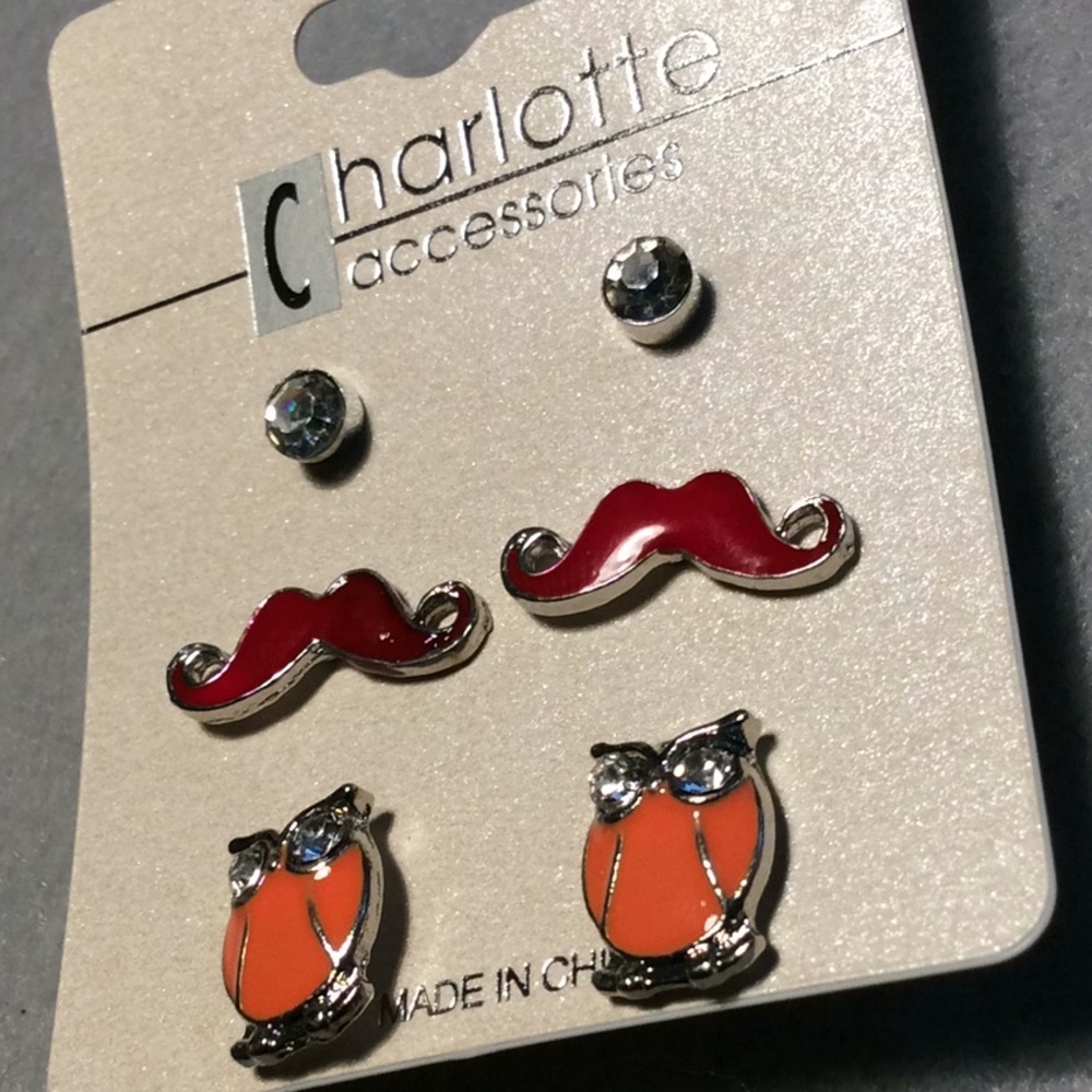 New Cute 3 pairs of Stud Earrings